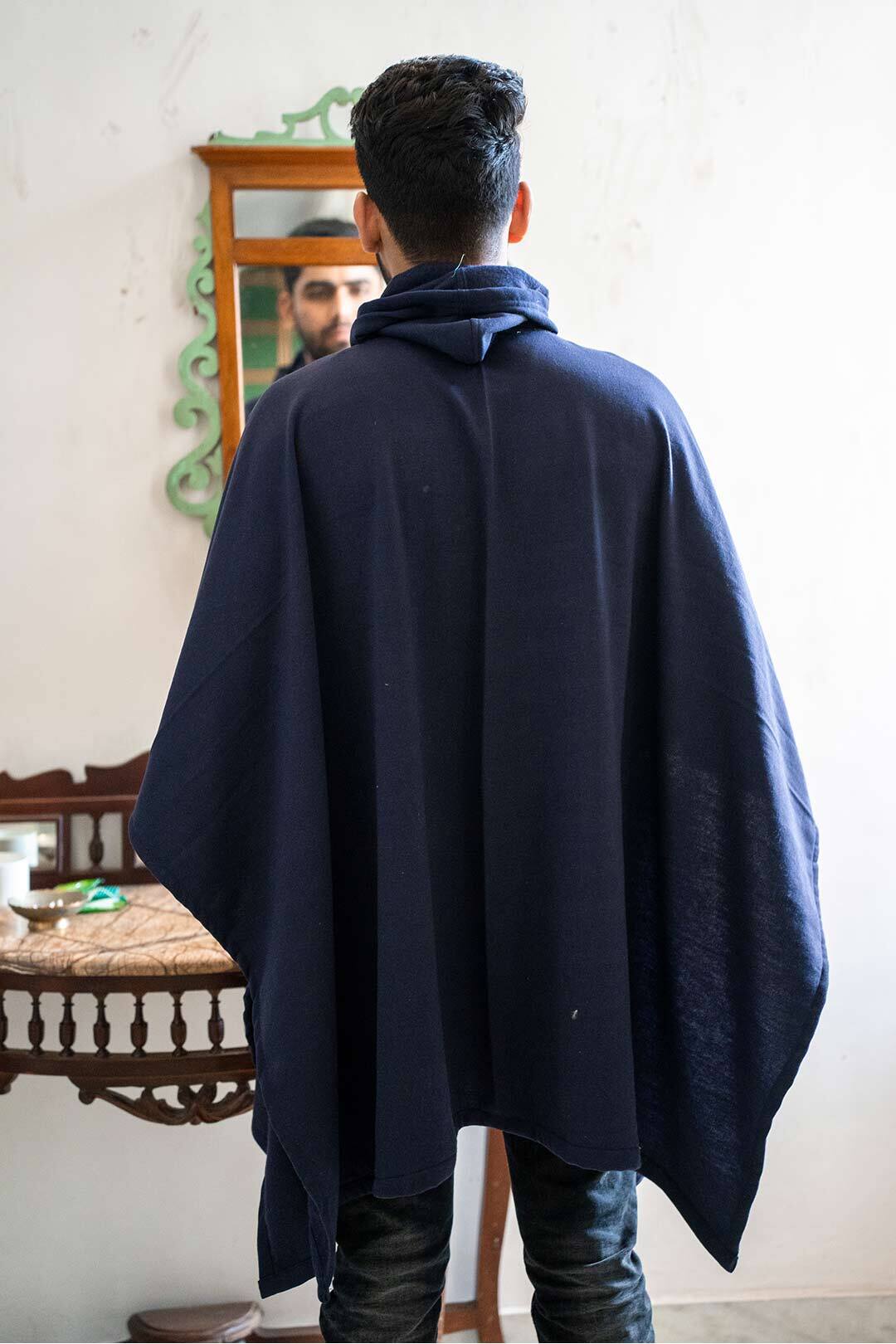Navy Poncho Hoodie - Solid (Male)