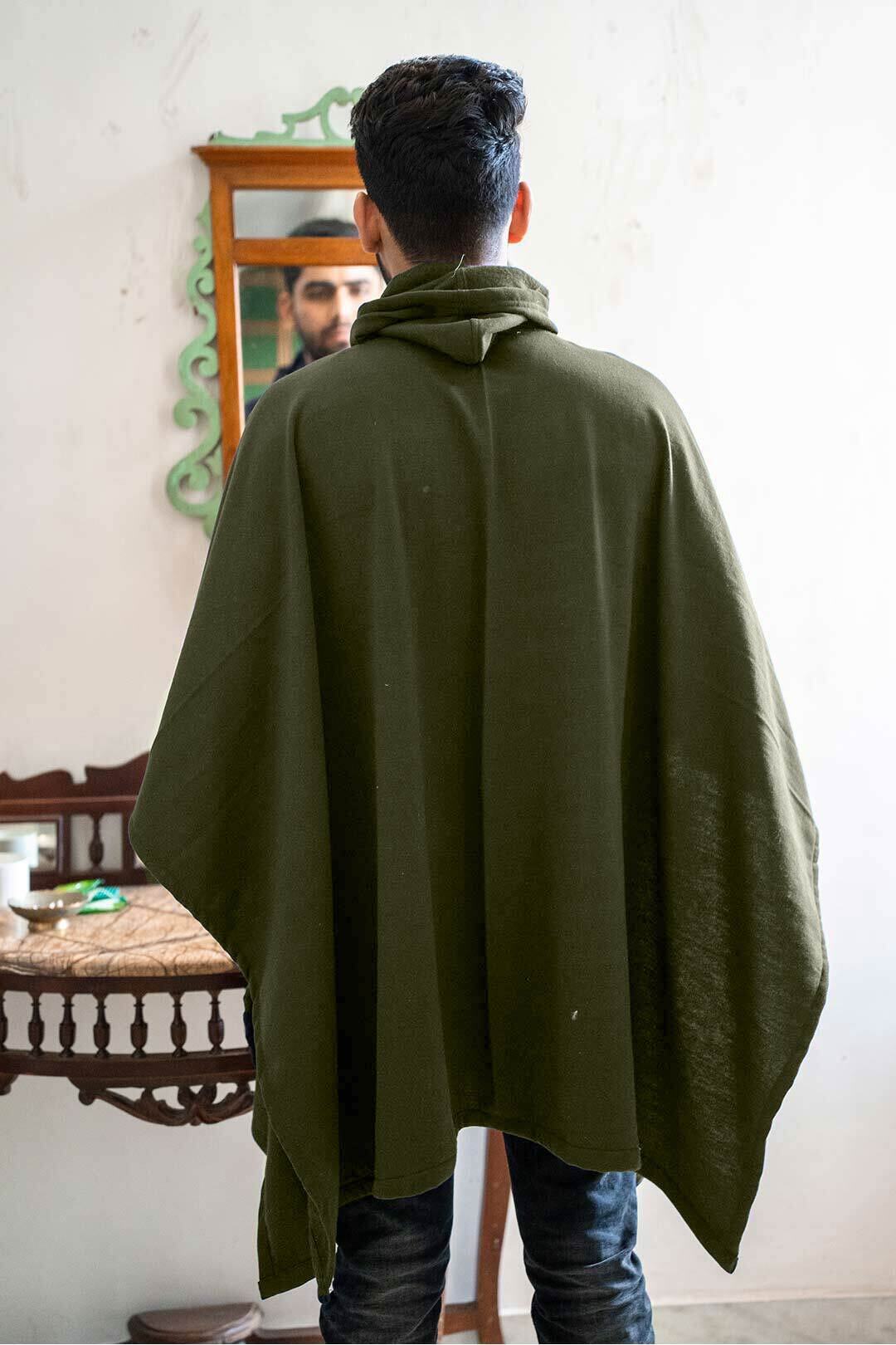 Olive Poncho Hoodie - Solid (Male)