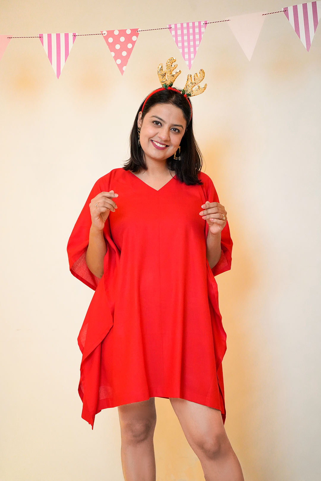 Red Rayon Kaftan - Blessed