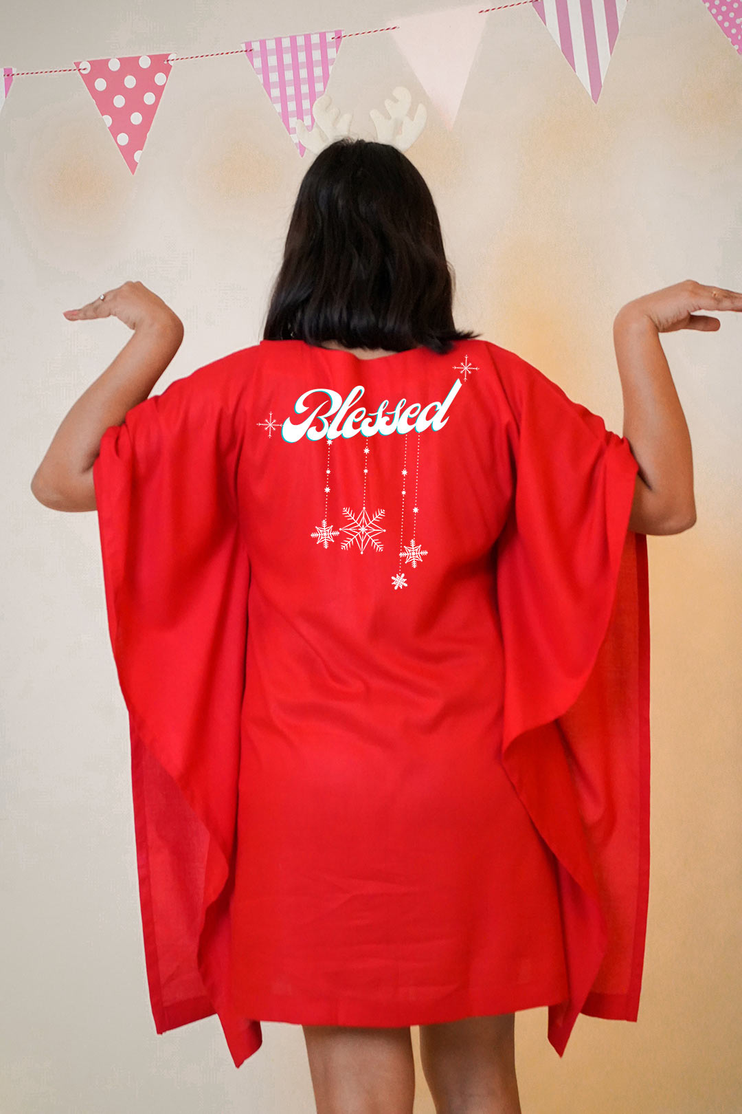 Red Rayon Kaftan - Blessed