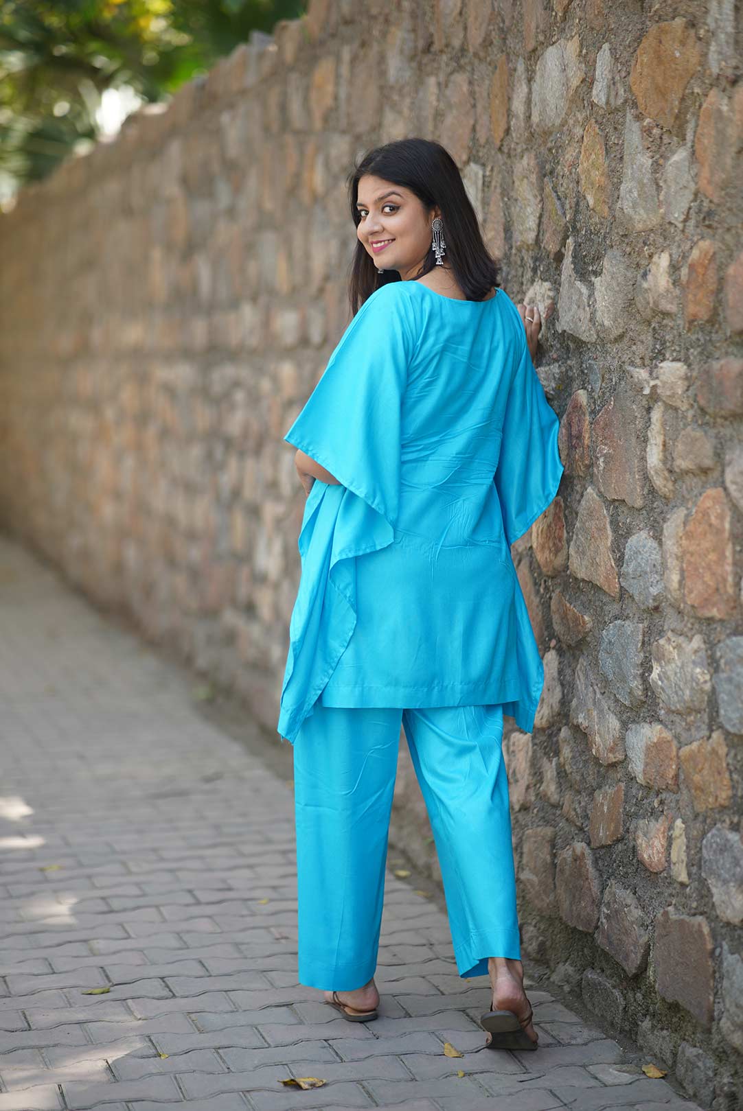 Buy Charkhee Blue Lace Pattern Kurta Palazzo Set Online  Aza Fashions