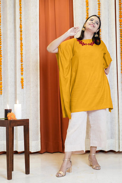yellow kaftan top